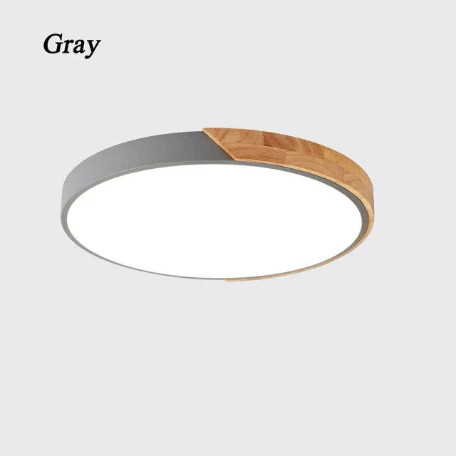 Nordic Wooden Ceiling Lamp Dimmable Led Ceiling Lights Round 30-60 Size Diameter Ultra-thin 5 cm High 7 Colors Iron Art Macaron