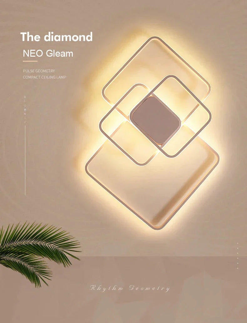 Plafonniers à LED modernes rectangulaires pour salon, chambre à coucher, salle d'étude, lampe de plafond carrée de couleur blanche/marron avec RC