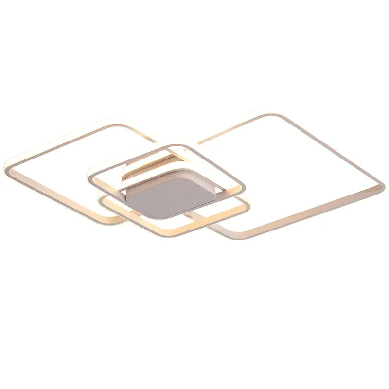 Plafonniers à LED modernes rectangulaires pour salon, chambre à coucher, salle d'étude, lampe de plafond carrée de couleur blanche/marron avec RC