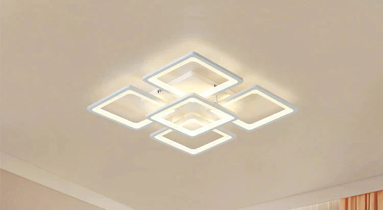 Plafonnier LED moderne à distance pour chambre à coucher, salle à manger, abat-jour en acrylique à intensité variable pour 15 à 25 mètres Lamparas De Techo