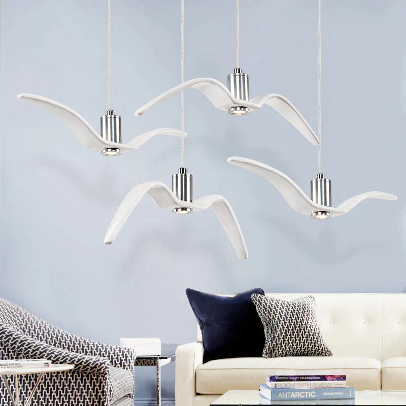 Resin Night Birds Silhouette Sky Freedom Seagull Pendant Light