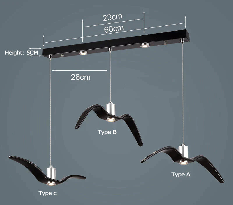 Resin Night Birds Silhouette Sky Freedom Seagull Pendant Light