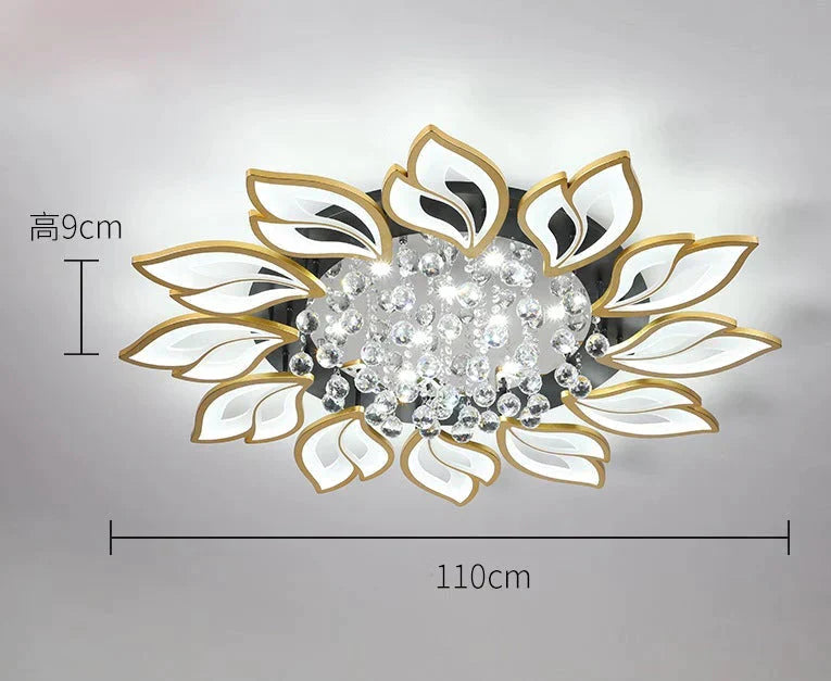 Plafonnier LED simple et moderne en cristal en forme de fleur de lotus, éclairage d'ambiance chaleureux pour chambre à coucher