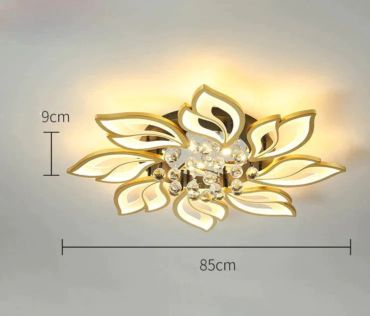 Plafonnier LED simple et moderne en cristal en forme de fleur de lotus, éclairage d'ambiance chaleureux pour chambre à coucher