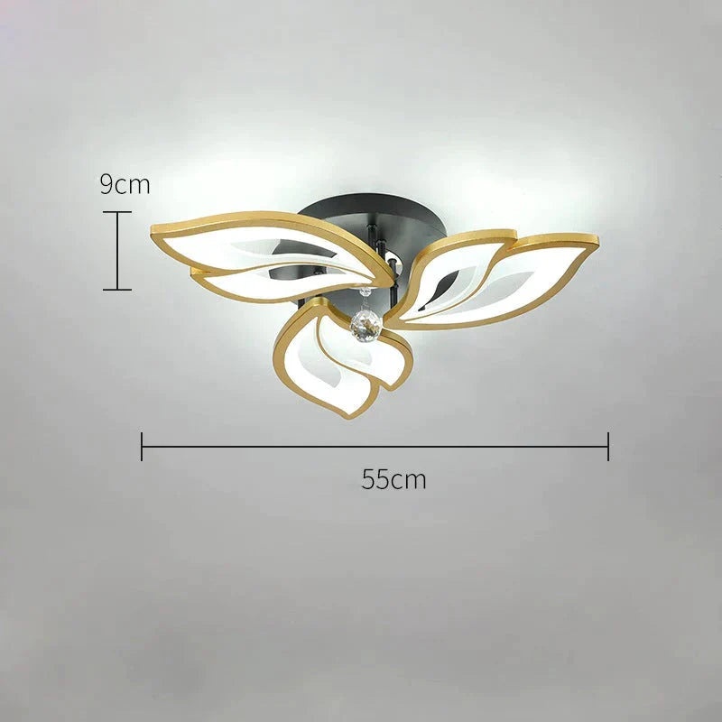 Plafonnier LED simple et moderne en cristal en forme de fleur de lotus, éclairage d'ambiance chaleureux pour chambre à coucher