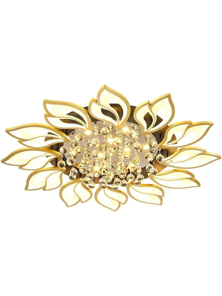 Plafonnier LED simple et moderne en cristal en forme de fleur de lotus, éclairage d'ambiance chaleureux pour chambre à coucher