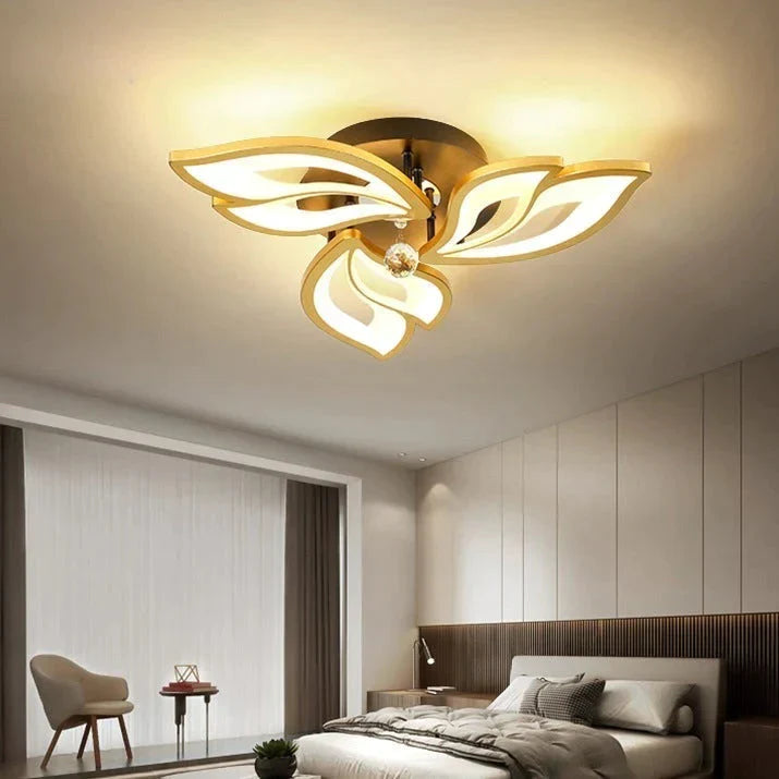Plafonnier LED simple et moderne en cristal en forme de fleur de lotus, éclairage d'ambiance chaleureux pour chambre à coucher