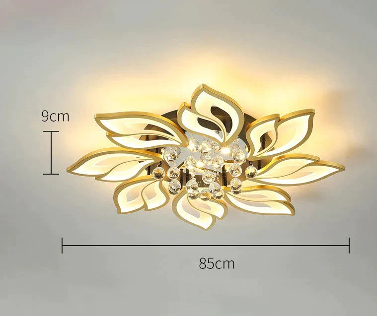 Plafonnier LED simple et moderne en cristal en forme de fleur de lotus, éclairage d'ambiance chaleureux pour chambre à coucher