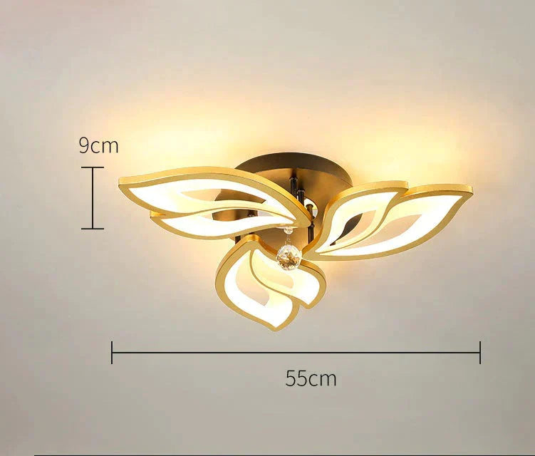 Plafonnier LED simple et moderne en cristal en forme de fleur de lotus, éclairage d'ambiance chaleureux pour chambre à coucher