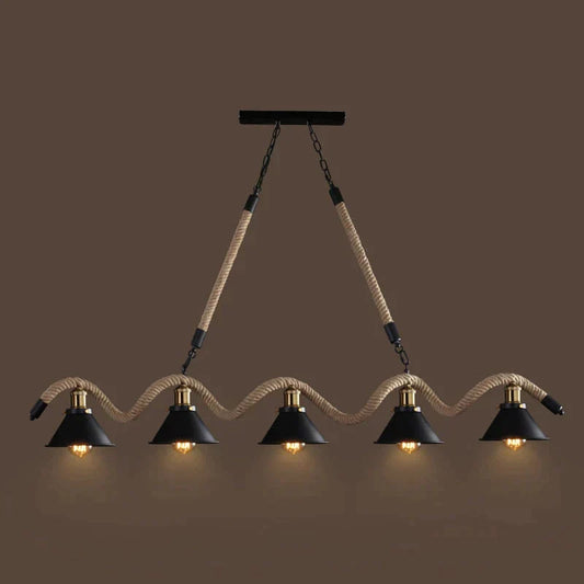 Simple retro led chandelier Nordic hemp rope cafe chandelier modern novelty American bar restaurant chandelier ceiling