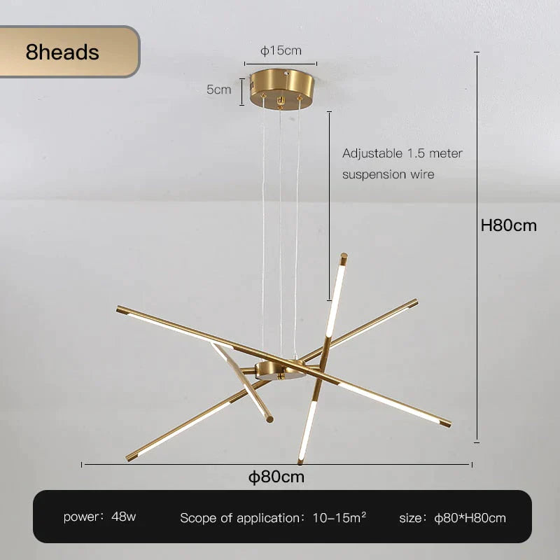 Starbeam - Modern Chandelier D-Golden-8 Heads / Warm Light