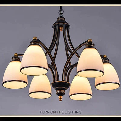 Vintage European Style Oil Rubbed Bronze 3/5/6/8 Light Glass Chandelier Shades