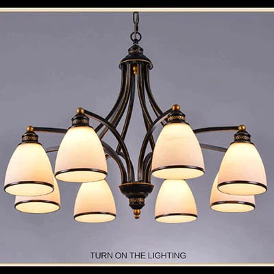 Vintage European Style Oil Rubbed Bronze 3/5/6/8 Light Glass Chandelier Shades 8 Down