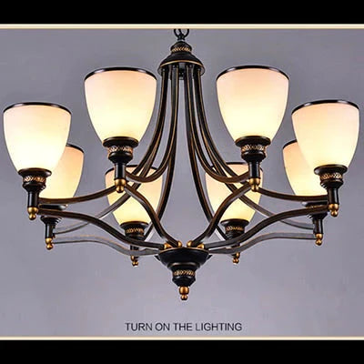 Vintage European Style Oil Rubbed Bronze 3/5/6/8 light Glass Chandelier Shades